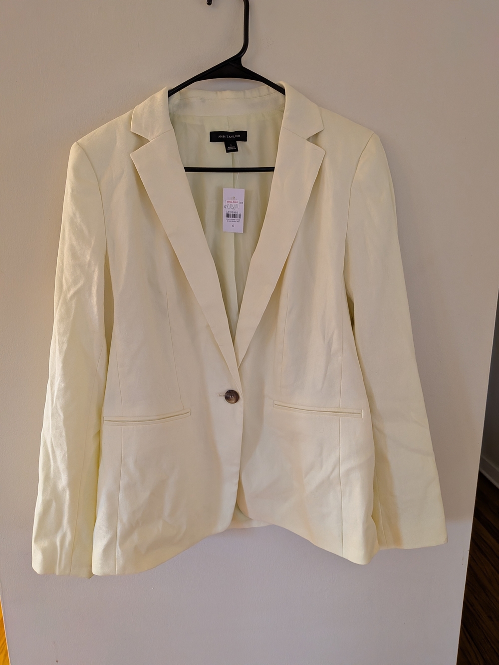 Ann Taylor Light Cream Single-Button Blazer